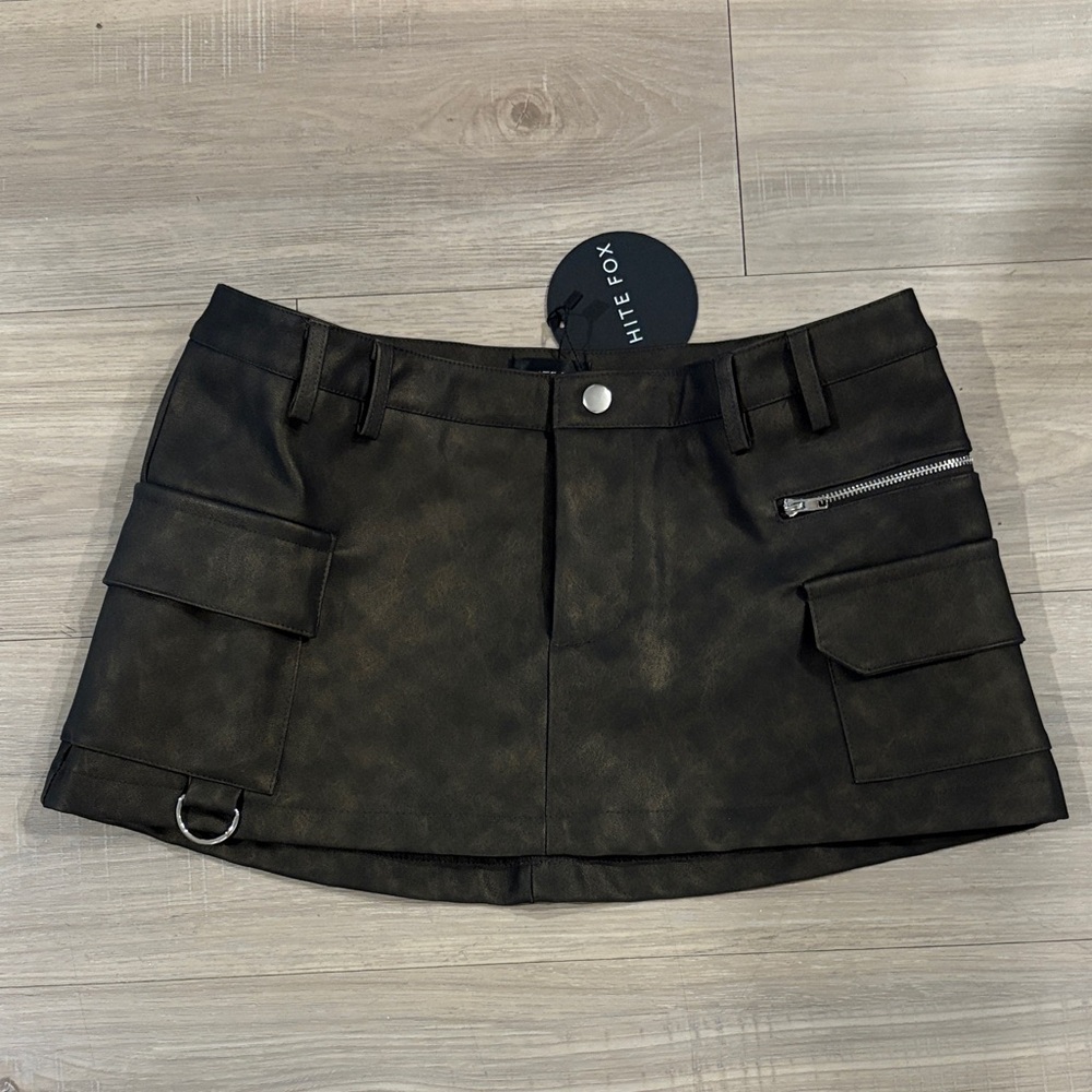 White Fox Boutique Dark Brown Cargo Mini Skirt